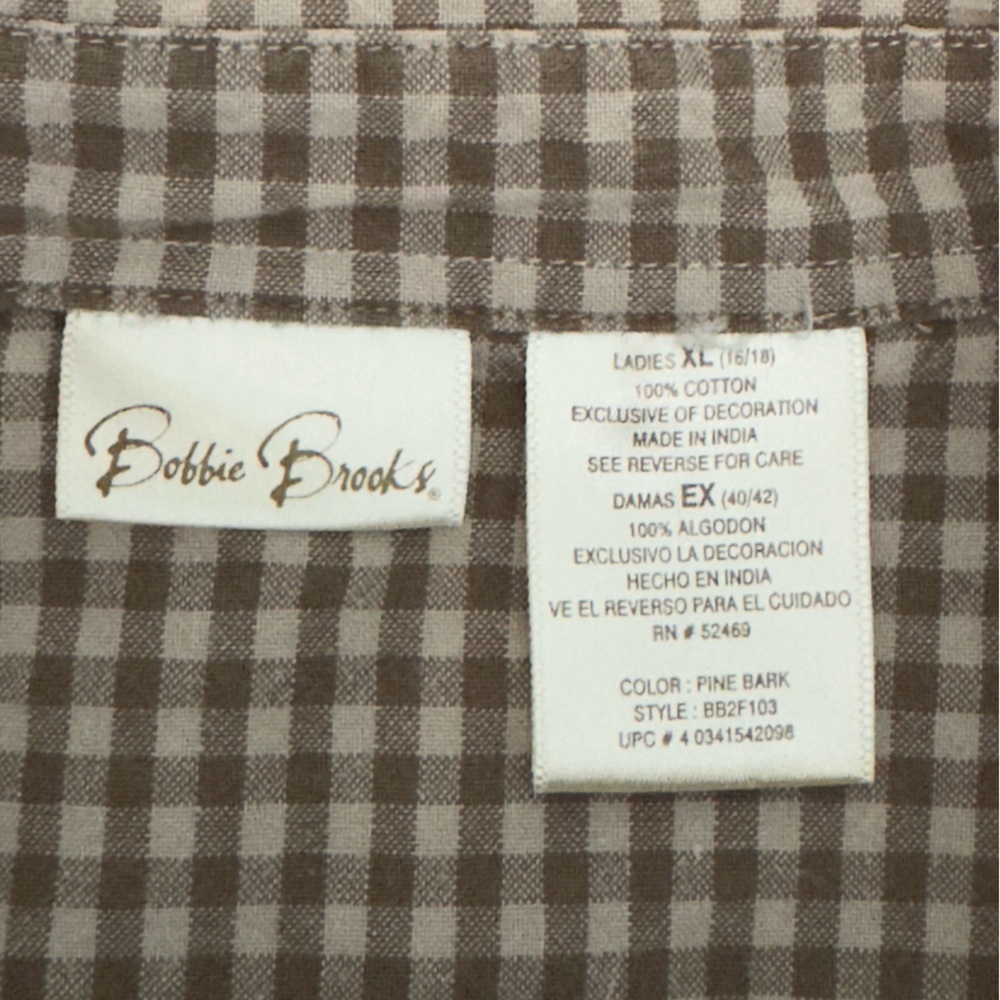 Bobbie Brooks LadiesButton Up Plaid Shirt Fall Leaf Embroidery 100% Cotton Sz XL - Picture 2 of 10